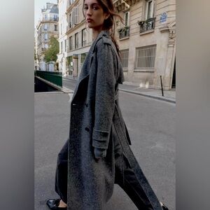 Gray belted wool coat